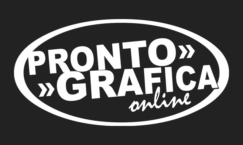 Esempio logo di Pronto Grafica Online in versione negativo intagliato